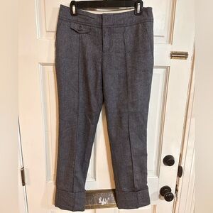 Anthropologie size 2 grey wool cuff leg dress pant like new